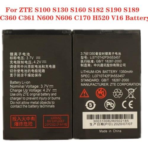 1350mAh Li3710T42P3h553457 Battery High Quality For ZTE S100 S130 S160 S182 S190 S189 C360 C361 N600 N606 C170 H520 V16 Battery