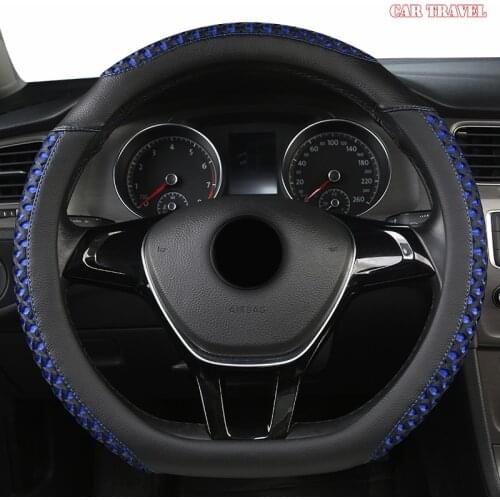 CAR TRAVEL Leather Car Steering Wheel Cover For Ford Focus 2 3 MK2 Fiesta Fusion Mondeo MK4 Kuga Ranger F150