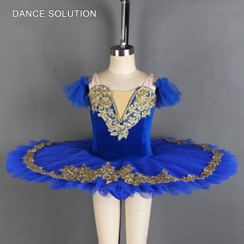 Royal Blue Velvet Bodice Pre-professional Leotard Tutu Women & Child Stage Show Costume Ballerina Dance Competition Dress BLL012