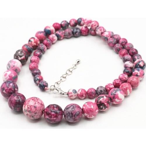 Wholesale RainStone Turquoises Ladys Necklace Pattern Dye Natural White Stone Beads 6-14mm for Jewelry Making Necklace 18-inch