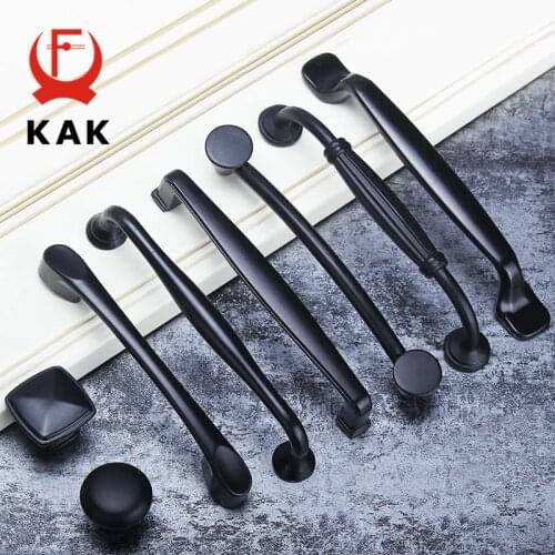 KAK American Style Black Cabinet Handles Aluminum Alloy Kitchen Cupboard Pulls Drawer Knobs Fashion Furniture Handle Hardware