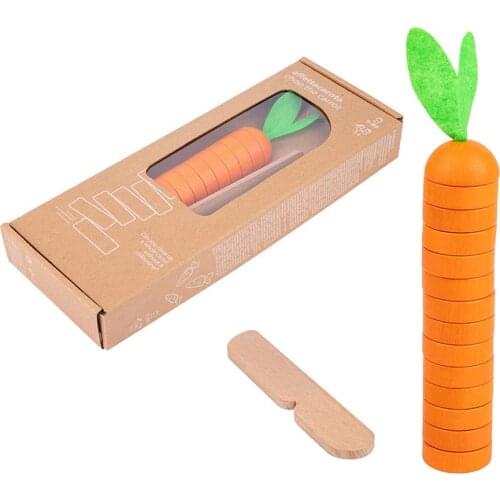 Wooden Cut Carrot Fruit Toy Montessori Stacking Parent-child Interactive Game Childrens Fine Movement Enlightenment Toy Gift