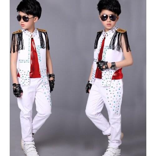 Childrens Jazz Dance Costumes Boys Street Dance Hip Hop Drums Girls Embroidered Jackets Childrens Show