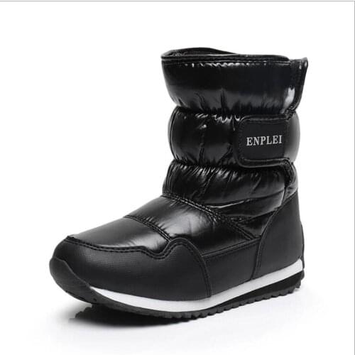 Childrens Rubber Boots For Girls Boys mid-calf bungee lacing snow boots waterproof girls boot sport shoes fur lining kids boot