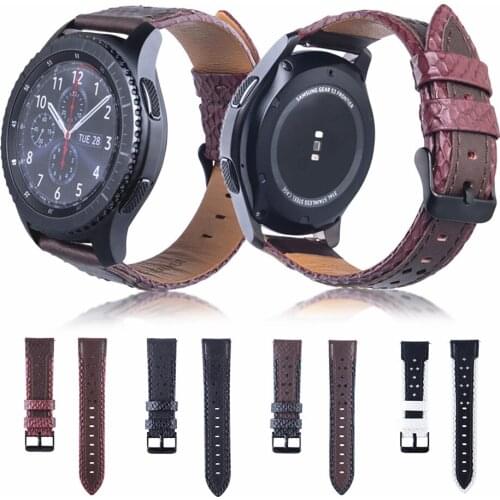 22mm Double-color Grid Strap Leather Watchband for Samsung Galaxy Watch 3 45/46mm/Gear S3 Durable Bracelet for Huawei GT 2 46MM