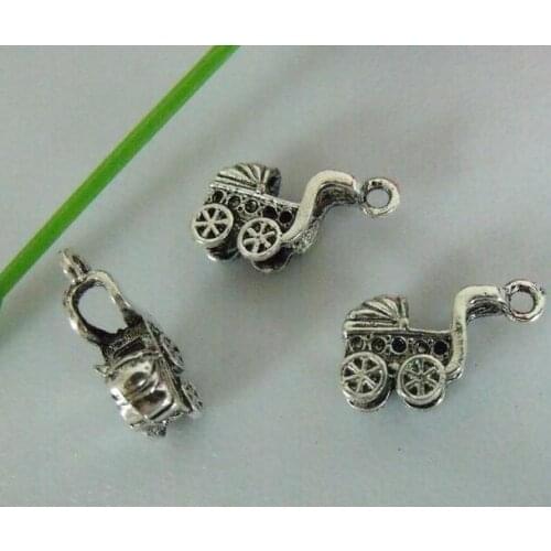 Hot ! 10pcs Zinc Alloy 3D Baby carriages Charm pendants DIY Jewelry 15 x 8 mm za416