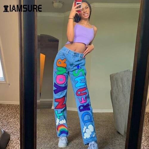 Женские прямые джинсы IAMSURE China At AliExpress