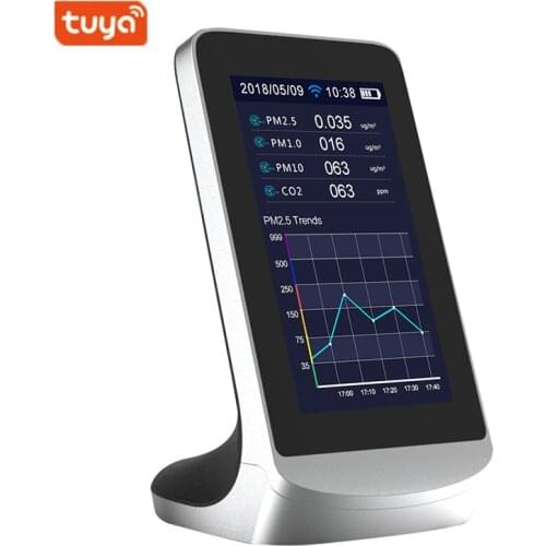 TUYA WIFI CO2 Meter Indoor Multi-Function Air Detector Gas Quality Monitor Carbon Dioxide Meter with 4.3 Inch Air Analyzer Meter