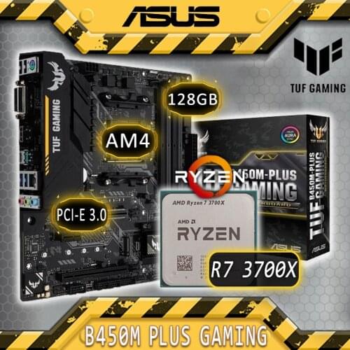 Socket AM4 Asus B450M-PLUS GAMING Motherboard With AMD Ryzen 7 3700X Motherboard Combo Ryzen Kit AMD Ryzen AMD B450 Placa-mãe