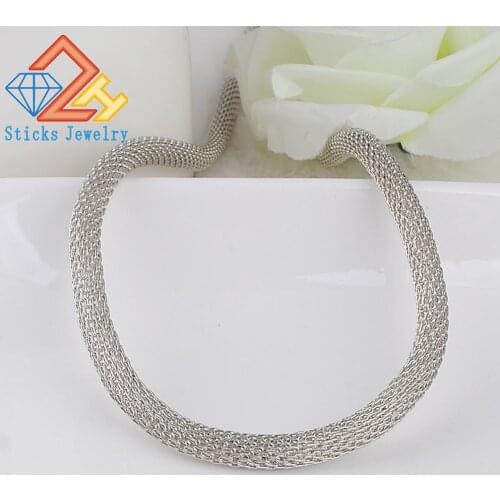 Fashion Net Chain Necklace50 mmX6 mm White K Plated Round Shape Unisex Metal Trendy Necklace Sticks Jewelry