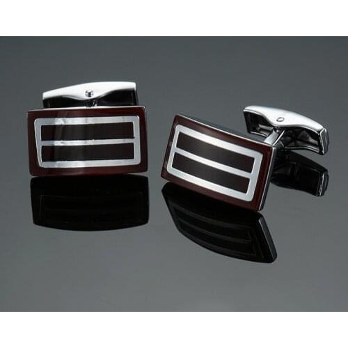 DY High quality brass enamel craft Red Plaid Silvery Cufflinks black lines Mens French shirt Cufflinks free shipping