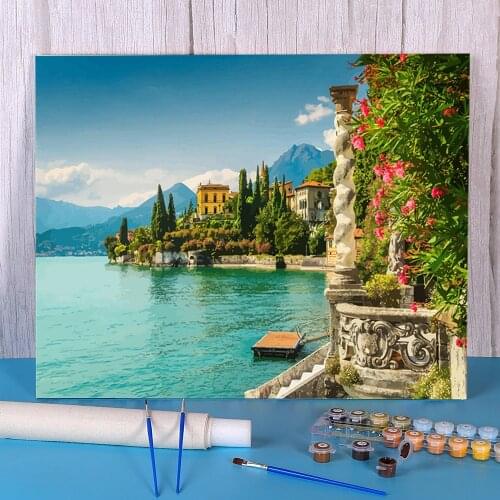 Landscape Coloring By Numbers Painting Set Oil Paints 40*50 Canvas Painting Decoration For Children For Drawing Handicraft