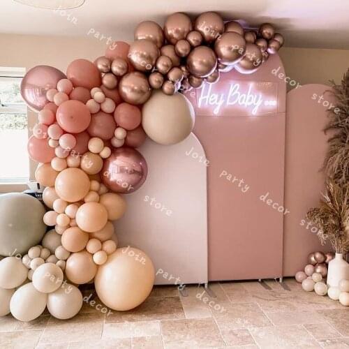 Retro Pink Arch Garland Balloon Kit 125Pcs 4D Rose Gold Latex Balloon Set Wedding Birthday Party Decoration Baby Shower Decor