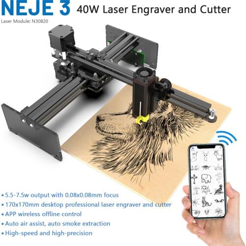 NEJE Master 2S cnc Desktop mini wireless Laser Engraver, Cutter, Wood Router, Engraving, Cutting Machine with N30820 20w module