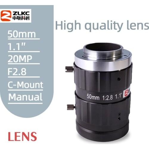 20 Mega Pixel 50mm 1.1" C-Mount Lens F2.8 Camera Lenses Low Distortion for Industrial Machine Vision Manual Iris FA/CCTV lens HD