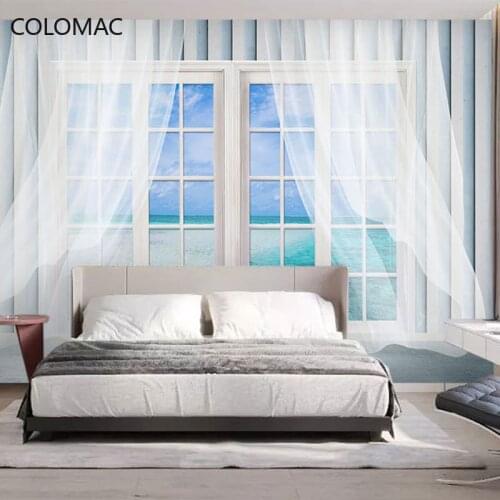 Colomac Custom 3D Fresh Space Extension Sea View Wallpaper Bar Restaurant Living Room Bedroom Background Mural Drop Shopping