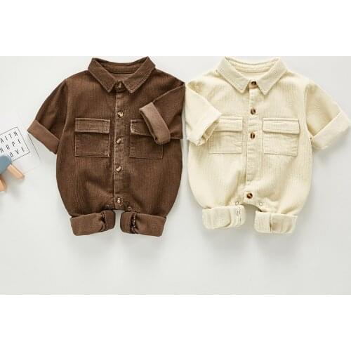 2021 Autumn boy Treasure Baby Romper Frock Romper Casual One-Piece Suit Corduroy Romper baby boy winter clothes