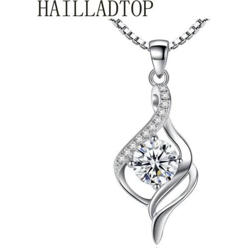 Drop Pendant Silver Plated Necklace Charm Austrian Crystal Purple Clear Elegant Fashion Jewelry Wholesale Silver Color Schmuck