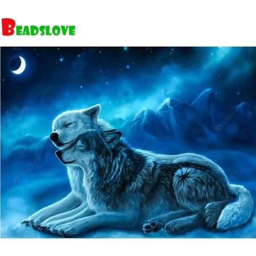Full Square 5D DIY Diamond Painting Wolf Couple Full Diamond Embroidery Sale Diamond Mosaic Cross Stitch Set Home Decor