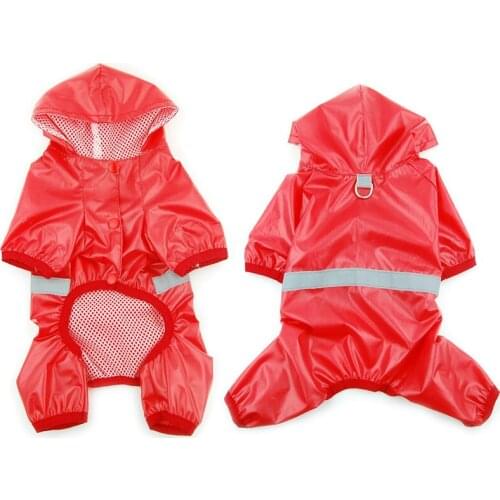 Portable Reflective Rain Coat Pet Dog Waterproof Raincoat Jumpsuit Breathable Mesh Dog Outdoor Clothes for Small Dogs Pet Supply