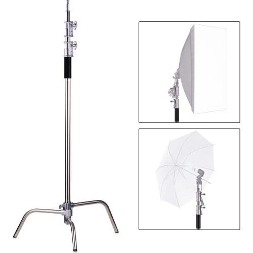 Professional Photography Light Stand Aluminum Alloy C-Stand with Boom Arm Folding Legs 20kg/44lbs Load Capacity for Photo Studio