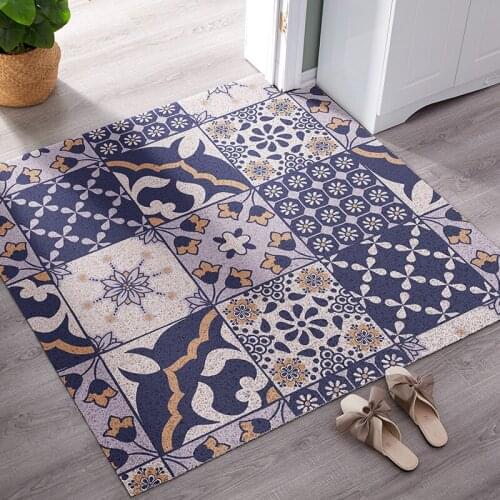 Simple European flower Entrance hall carpet PVC wire loop mat retro totem Door mat Living room floor mat bathroom non-slip rug
