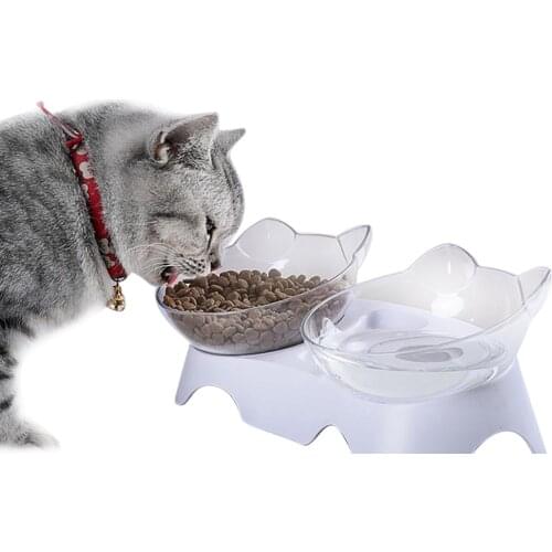 Pet Cats Transparent Bowl with Holder Anti-slip Cat Food Dish Pet Feeder Water Bowl Perfect For Cats And Small Dogs Supplies