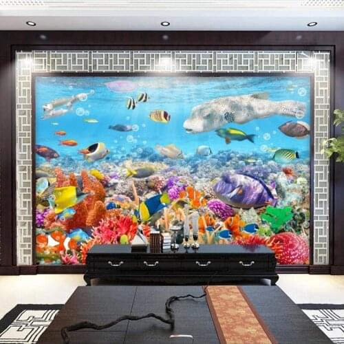 Dropship Custom Mural Wallpaper Underwater World Colorful Coral Wall Decorations Living Room Decoration Wallpapers for Bed Room