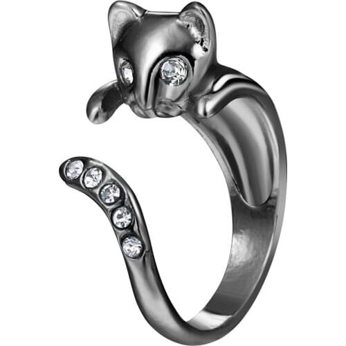 QIAMNI Hot Sale Style 30Pcs/lot Wholesale Beautiful Cat Swirl Band Animal Ring Gift for Women and Girls