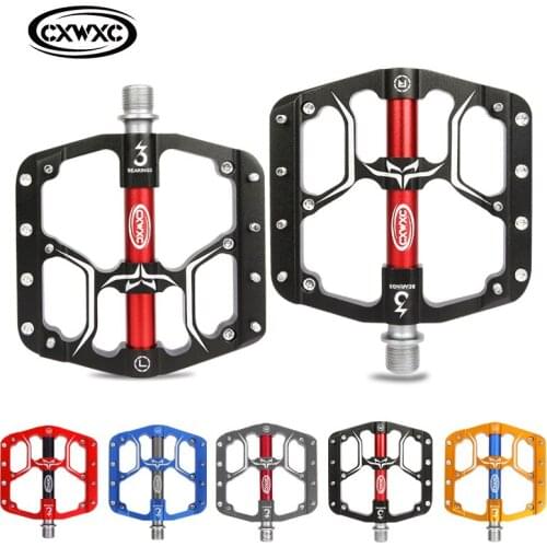 Wide Platform Flat Mountain Road Cycling Bicycle Bike Pedal 3 Sealed Bearings 9/16 in Aluminum with Removable Anti-skid Pins