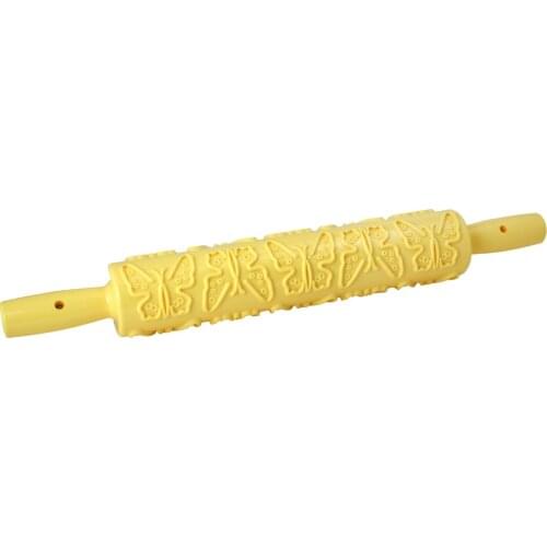 Butterfly Pattern Rolling Pin Baking Cookies Biscuits Fondant Dough Roller PP Non-Stick Rolling Pin Embossing Mold DIY Baking