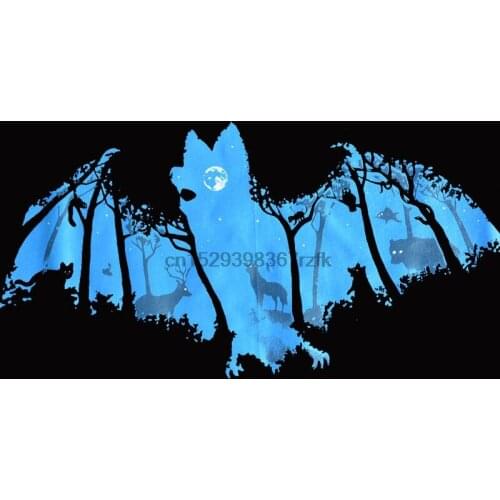 Dark night BATS Forest FULL MOON Mens T-SHIRT Vampire camouflage animal tee S-XL
