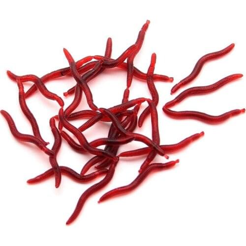 TOPIND 20Pcs/lot 4.5cm Simulation Earthworm red Worms Artificial Fishing Lure Tackle Soft Bait Lifelike Fishy Smell Lures Red