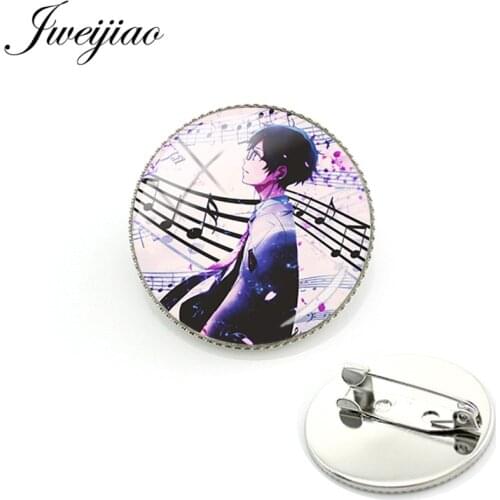 JWEIJIAO Vintage Your Lie in April Brooch Badge Music Violinist Girl Boy Brooches Pins For Clothes Backpack Decoration YL35