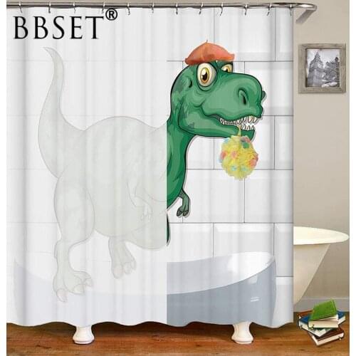 Funny Dinosaur Shower Curtain Interesting Cartoon Dinosaur Pattern Waterproof Multi-size Douchegordijn Bathroom Decor with Hooks