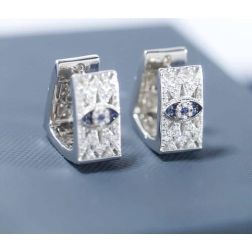 SLJELY Fashion Brand 925 Sterling Silver Evil Eye Triangular Geometric Earrings Women April New Lucky Eye SYMBOLE Series Jewelry