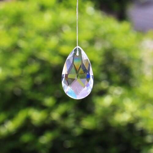 10 PCS Droplets 28mm Transparent Rainbow Glass Crystal Prism DIY Pendant Chandelier Jewelry Pendant Necklace Accessories