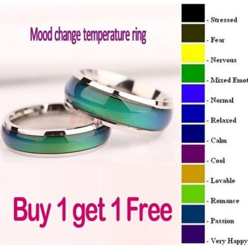 2PC Fine Jewelry Mood Ring Color Change Emotion Feeling Mood Ring Changeable Band Temperature Ring
