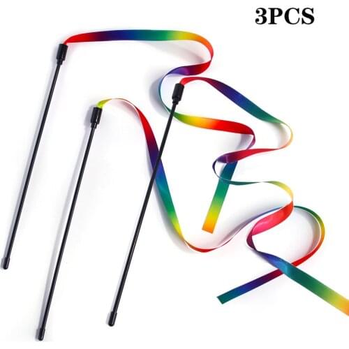 3PCS Pet Cat Toys Cute Funny Colorful Rod Teaser Wand Plastic Pet Toys for Cats Interactive Stick Cat Supplies