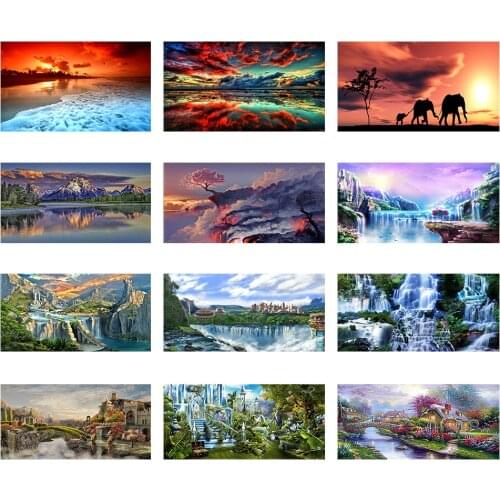 5D Diy Diamond Painting beautiful landscape Full Round Drill Diamond Embroidery Mosaic Cross Stitch Home Decoration gift