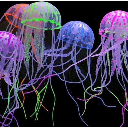 6PCS/LOT Different Colors Emulation Jellyfish Pet Aquarium 0rnamental Ornament of Fish Tank Floating Fluorescent Jellyfish