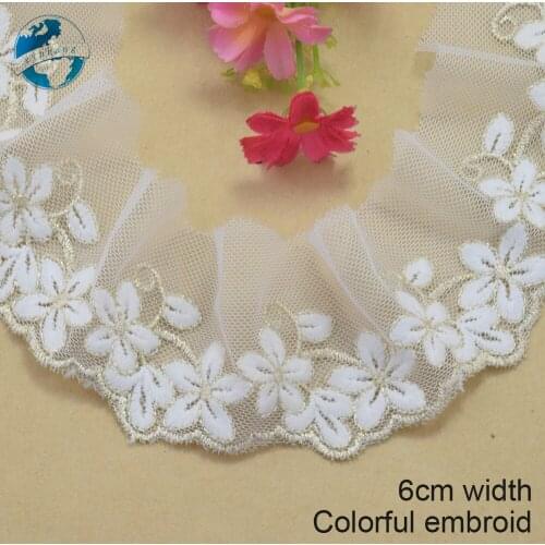 6cm colorful lace embroidery lace french lace ribbon fabric guipure diy trims warp knitting sewing Accessories#3393