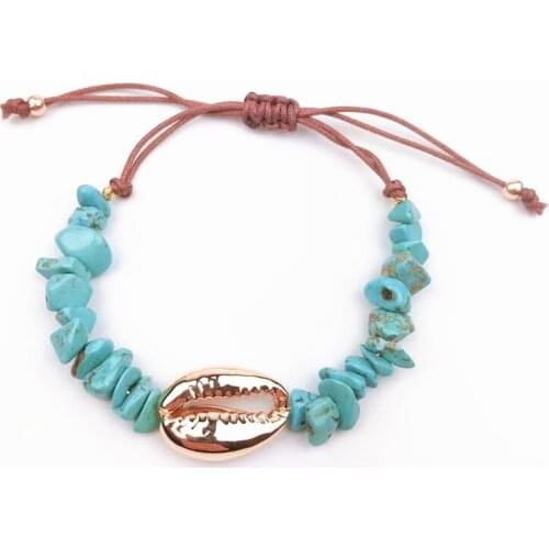 Boho Handmade Irregular natural stone Bracelets bohemian adjustableFriendship bracelet Cowrie Bracelet women jewellry 2018 new