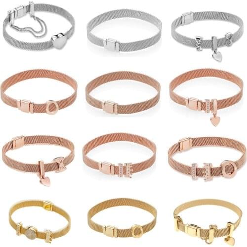 2020 New 925 Sterling Silver Pan Bracelet Gold Rose Original Reflexions Watch bracelet Gift Set For Women Charm Bangle Jewelry