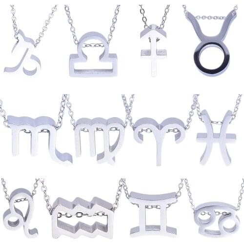 1 pc Stainless Steel 12 Constellations Good Quality Link Chain Necklace 40+5cm Length