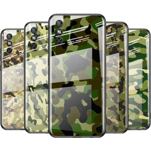 Tempered Glass Cover Camouflage For Huawei Y6 Y7 Y9 Y5P Y6P Y8S Y8P Y9A P Smart Z 2019 2020 2021 Phone Case