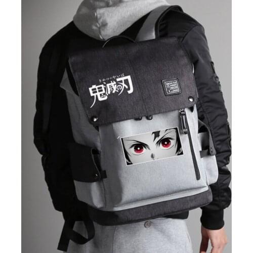 Demon Slayer Kimetsu no Yaiba Kamado Tanjirou Cosplay USB Port Backpack School Book Laptop Bag