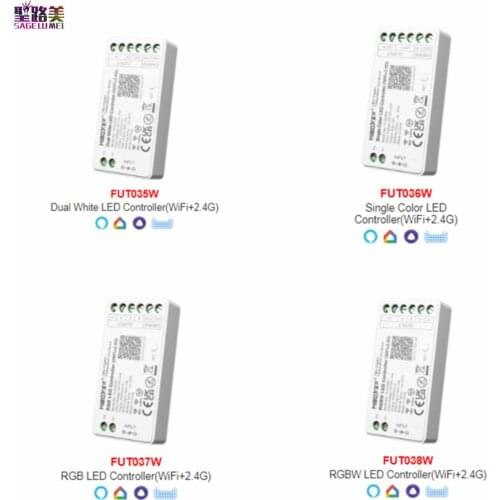 DC12-24V Miboxer 2.4GHz Dual White Single Color RGB RGBW RGB+CCT LED 2.4G WIFI Controller Remote Dimming Music APP Voice Control