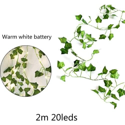 2M 20 LED Artificial Plants String Light Maple Leaf Green Vine for Home Wedding