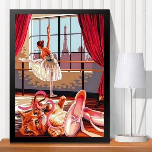 HUACAN Painting By Numbers Girl DIY Coloring HandPainted Kits Drawing Canvas Ballet Dancer Pictures Figure Home Decor